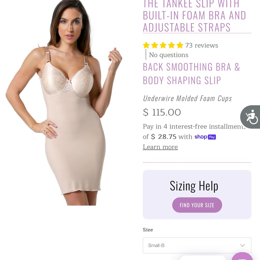 Beige Tank Slip with Built-In Bra